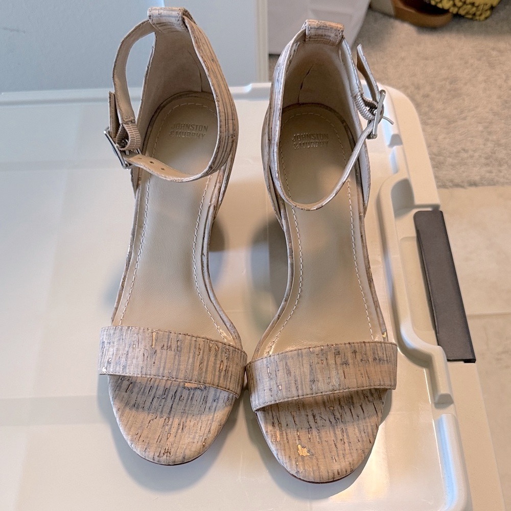 New Cork Metallic Wedges - Johnston & Murphy 9.5
